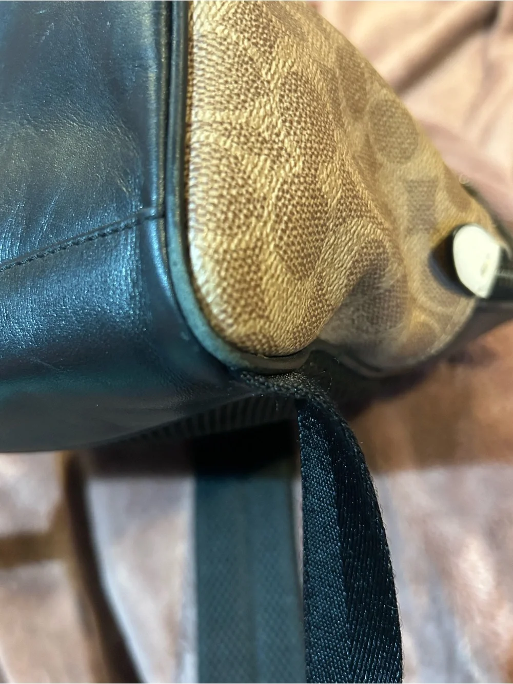 Coach Signature Metropolitan Canvas Leather Backpack in Brown/Black Unisex